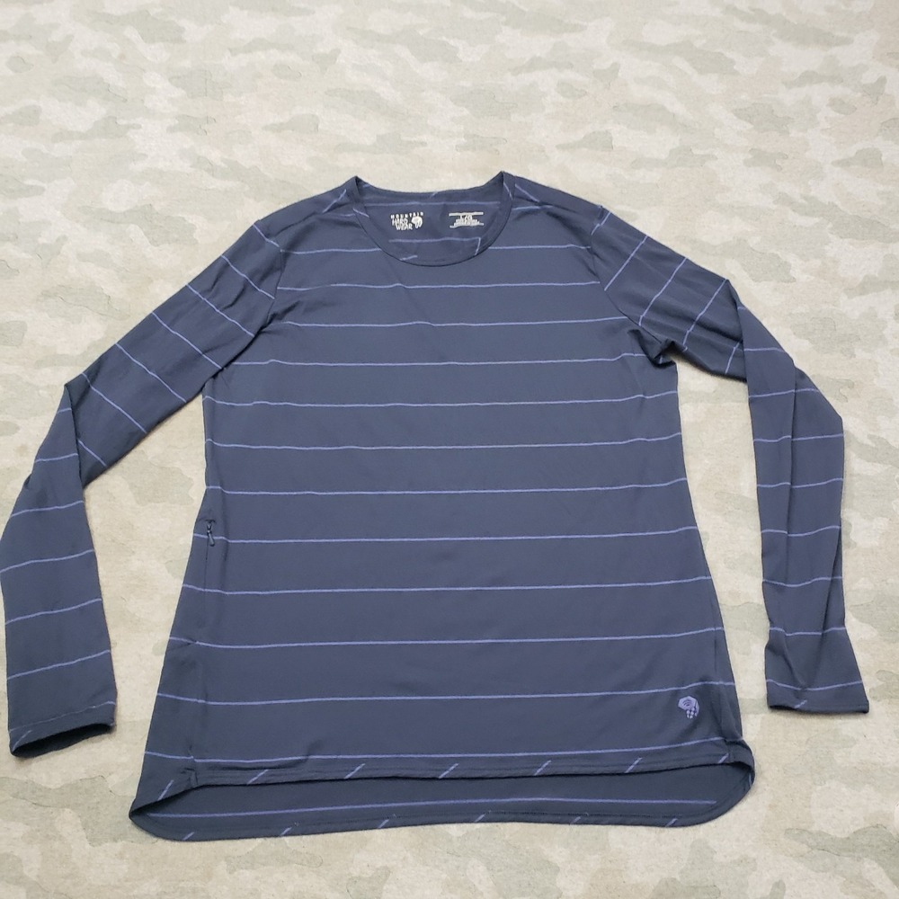 Mountain Hardwear Top Womens Large Blue Striped Long Sleeve Gorpcore Outdoors